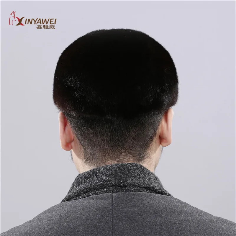 Новая модная теплая Толстая меховая шапка из натурального меха норки, однотонная черная зимняя ветрозащитная шапка, мужская шапка авиатора, Классический ушной клапан