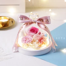 Regalos para el Día de San Valentín, rosas, Clavel, día de la madre, Rosa eterna exclusiva en cristal, regalo de cumpleaños, decoración de flores secas, 2021