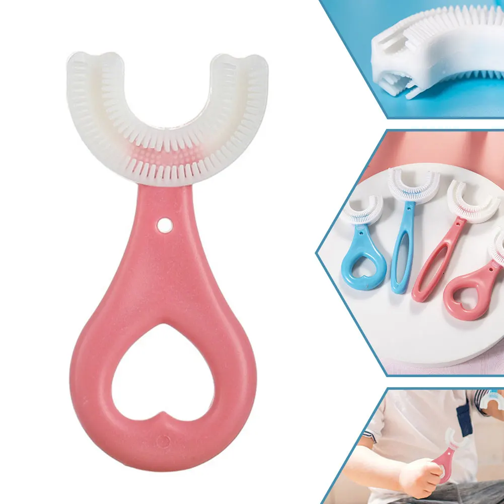 Kids Toothbrush U-Shape Infant Toothbrush with Handle Silicone Oral Care Cleaning Brush for Toddlers Ages 2-12 Drop Shipping