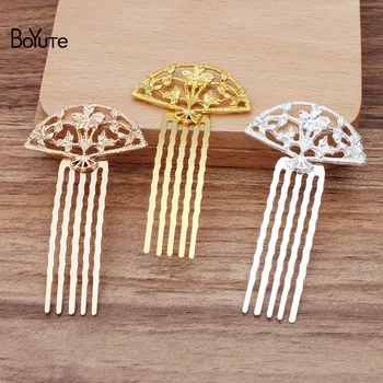 

BoYuTe Wholesale (10 Pieces/Lot) 23*37MM Metal Fan Hair Comb 5 Teeth Diy Hand Made Hair Accessories for Women