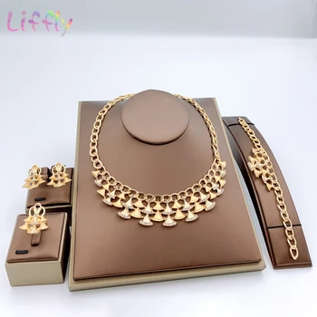 

Nigeria Classic Jewelry Sets Elegant Bride Wedding Butterfly Shape Necklace Earrings Bracelet Ring for Dubai Women Jewelry