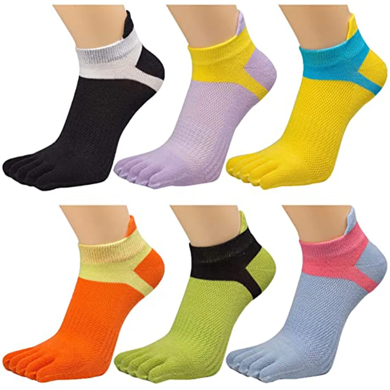 

5 Pairs Spring Summer Cotton Woman Socks Short 5 Fingers Protect Ankle Sport Mesh Breathable Deodorant Invisible Socks with Toes