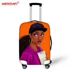 WHEREISART Африканский Афро-американский черный Девушки волшебный багаж защитный чехол эластичный чехол для чемодана Анти-пыль чехол для