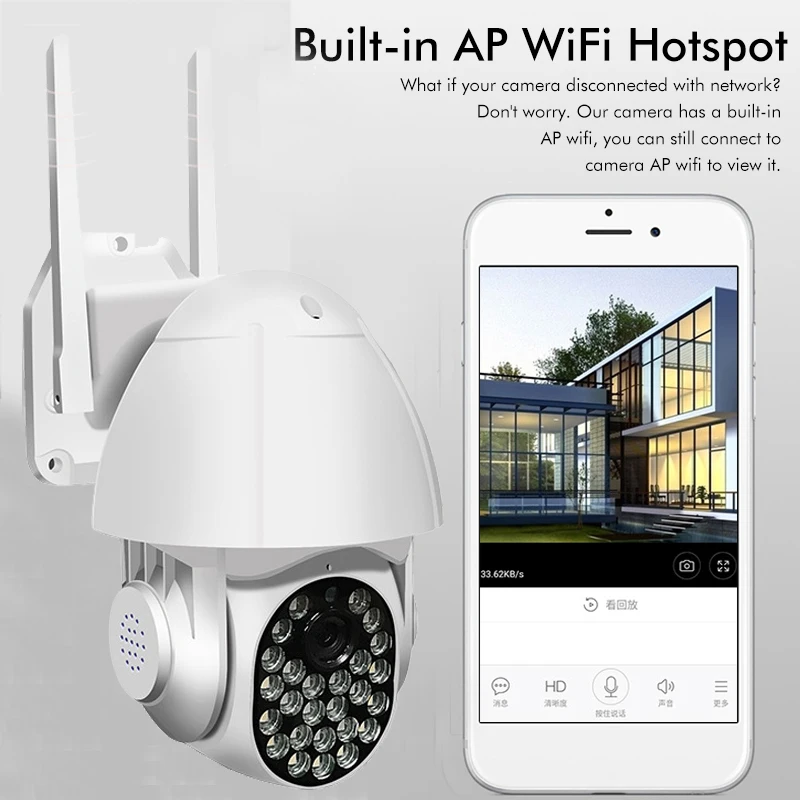 1080P IP камера 5.0MP скоростная купольная беспроводная Wifi безопасности инфракрасное