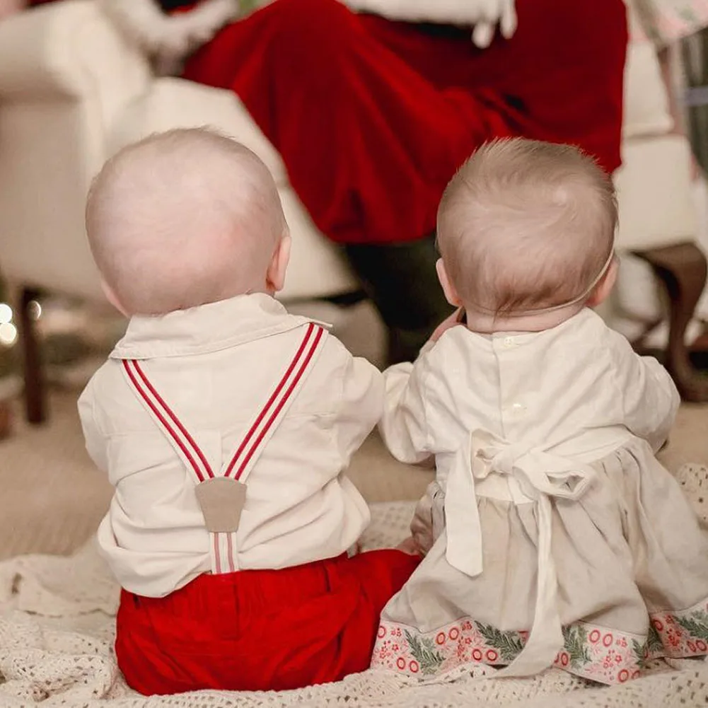 Одежда для маленьких мальчиков из 2 предметов в США, топы, рубашка, комбинезон, Рождественский комплект одежды джентльмена