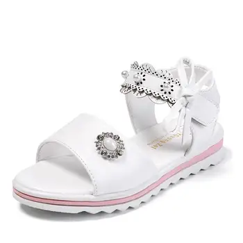 

Girls Sandals Summer Shoes Cute Flower Roman Shoes Pink White Pearl Beading Open-toe Kids Girls Beach Sandals Kids Shoes