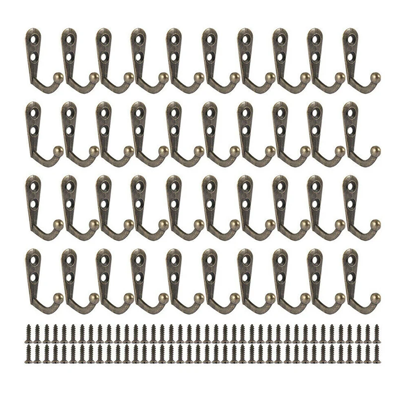 

50pcs Cast Iron Wall Coat Hooks Hat Hall Tree Vintage Style Bronze Hangers Tools