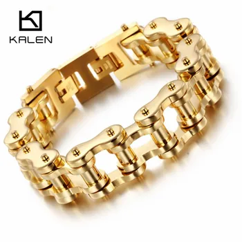 

Wholesale Bicycle Motorcycle Chain Men's Bracelets 22cm Casual Gold Stainless Steel Male Link Chain Bracelet Jewelry