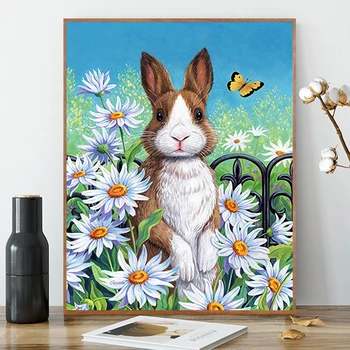 

Sweet Home Decor Nordic Canvas Painting Wall Art Poster Rabbit Girls Boys Picture Cartoon Decor Print for Kid Bedroom