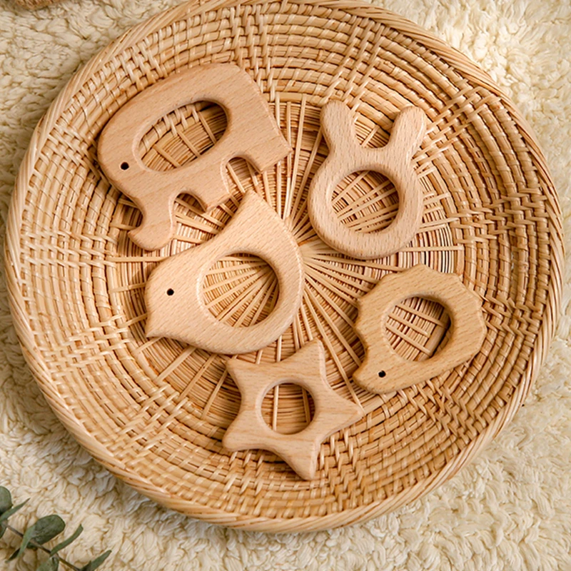  Teether 동물 너도밤 나무 우드 반지를 만들자 10PCS 버드 유니콘 DI..