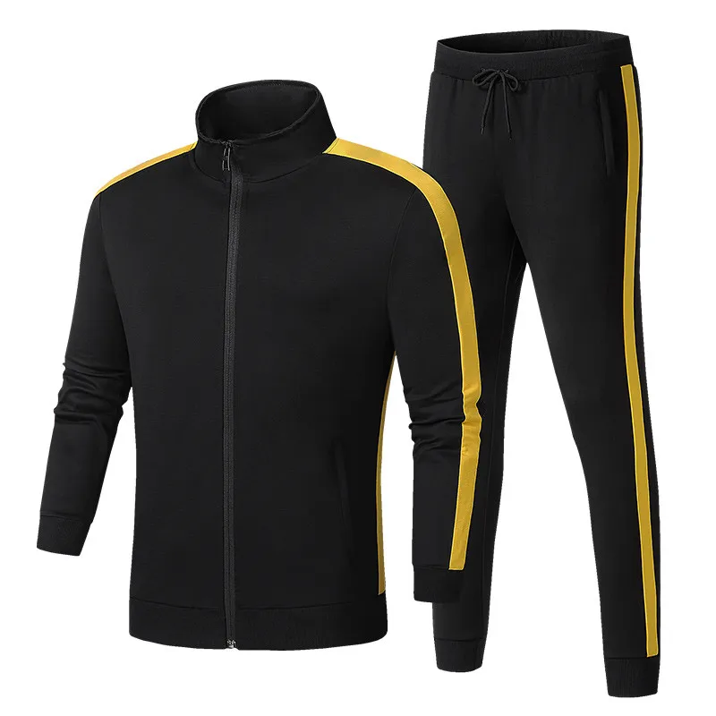 Black and Yellow Мужской спортивный костюм модные комплекты новые осенние толстовки из двух предметов Толстовка+ штаны Мужская спортивная одежда костюм высококачественная повседневная одежда - Цвет: Black and Yellow