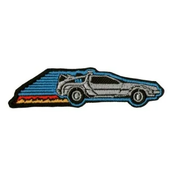 

3.75'' Back to the Future Embroidered iron on and sew on Patch The Time Machine Delorean Running to Travel