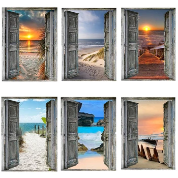 

5D DIY Full Square/Round Drill Diamond Painting Sunset Door Diamond Embroidery Mosaic Landscape Seaside Decorations Home Art