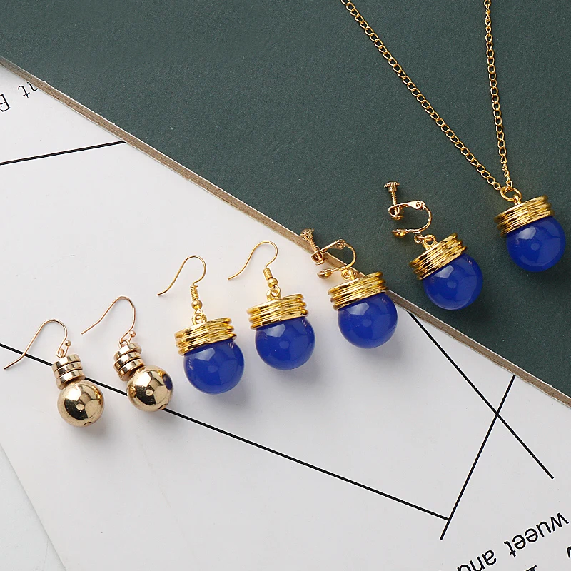 Anime HUNTER X HUNTER Hisoka Kulolo Earrings Blue Ball Pendant Earrings For Women Men Cosplay Ear Clips Jewelry Accessories Gift