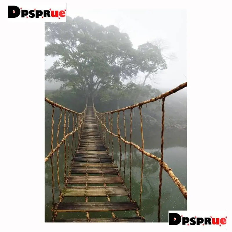 

Dpsprue Full Square/Round 5D Diy Diamond Painting Kit Cross Stitch Suspension Bridge 3D Embroidery Mosaic Home Decor For Gift