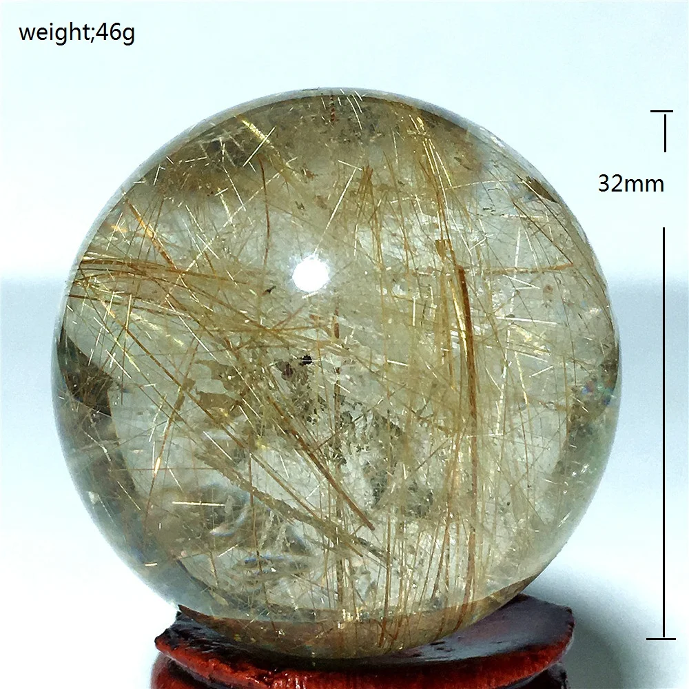 Натуральный кварцевый кристалл золотой волос Хрустальный шар украшение дома камень и кристалл - Цвет: 8