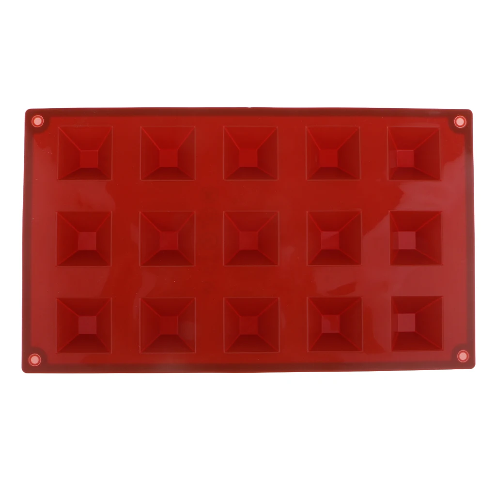 15-Cavity Pyramid Silicone Fondant Mold Chocolate Baking Cake Ice Cube Tray for Soap Candle Jewelry Candy Making Accessories