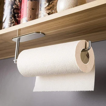 

Kitchen Free Punch Self Adhesive Roll Paper Toilet Towel Holder Rack Towel Holder Tissue Hanger Rack Nail-Free Cabinet Shelf