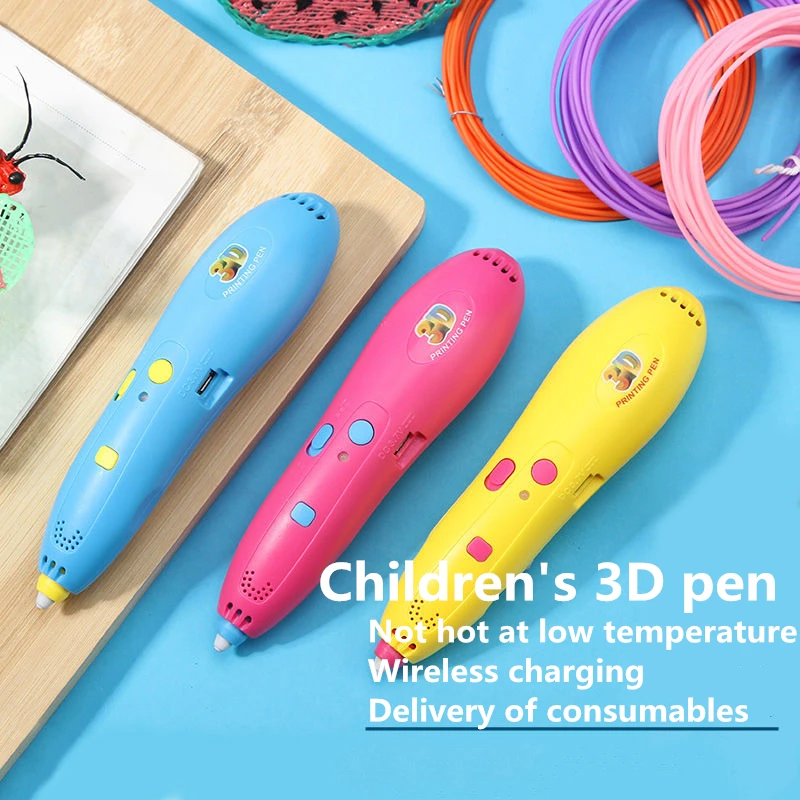 3D Pen Printer Drawing DIY Creative Printing Best for Kids Low Temperature Charging Wireless