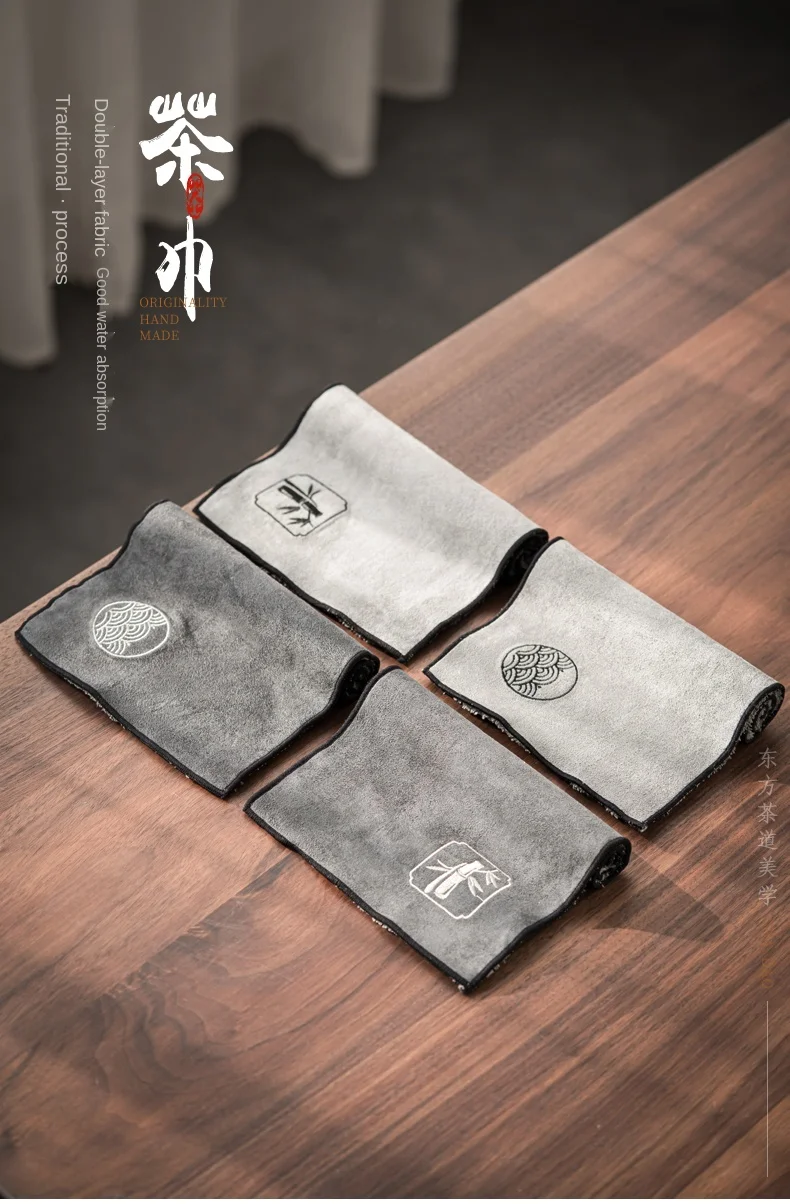 Asciugamano Chajin per cerimonia del Tè Cinese - colorazioni sul grigio e simboli essenziali 42 H9d256ca254cc49c492d1c2635494fdadH