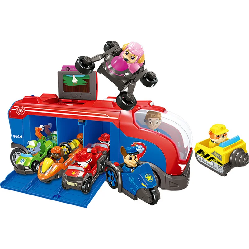 Paw Patrol собака Миссия крейсер музыкальная база автобус раздвижная собака Спасательная команда игрушка набор Аниме фигурки Модель Дети День рождения лучший подарок