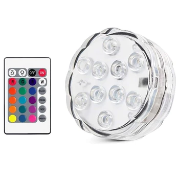 

Submersible LED Lights, 10 LED Super Bright Underwater Lights, Waterproof Battery-Powered Decorative Lights