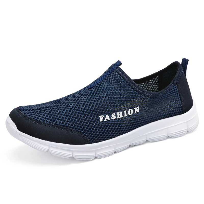 Zapatos informales de Zapatos de tejido de malla para hombre, zapatillas ligeras transpirables, sin cordones, talla grande 46 47