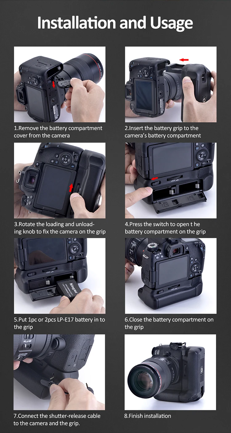 kingma para canon eos profissional vertical bloco de bateria titular aperto para canon eos câmeras
