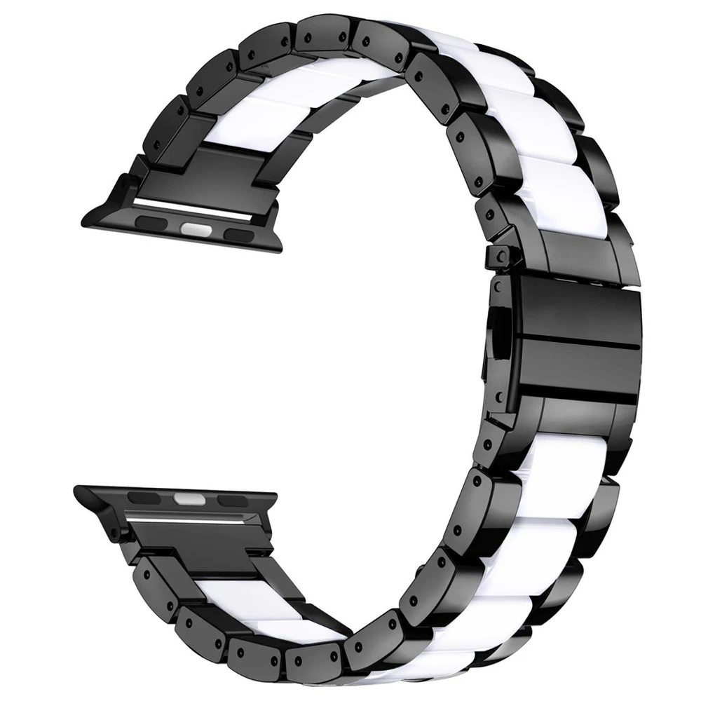 Браслет из нержавеющей стали и керамики для Apple Watch Band 38 мм 40 42 44 ремешок iwatch Series 5 4 3