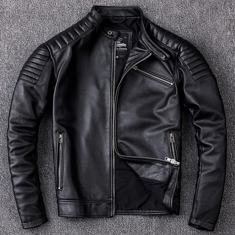 

Free shipping,Brand new cowhide clothing,man's 100% genuine leather Jackets,fashion vintage motor biker jacket.cool warm coat