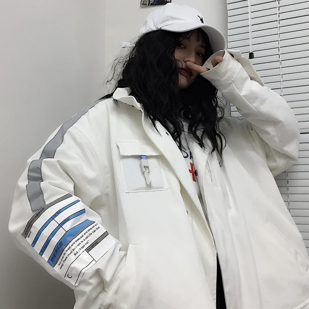 

Photo Shoot Harajuku BF Style Stay up Theme Insomnia Printed Padded Workwear Jacket
