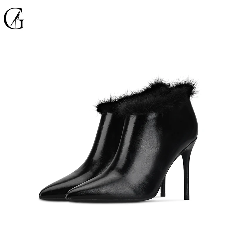 

GOXEOU/2019 Winter New Women Boots Sexy Pointed Toe Female Ankle Boots Thin Heel Women Short Boots