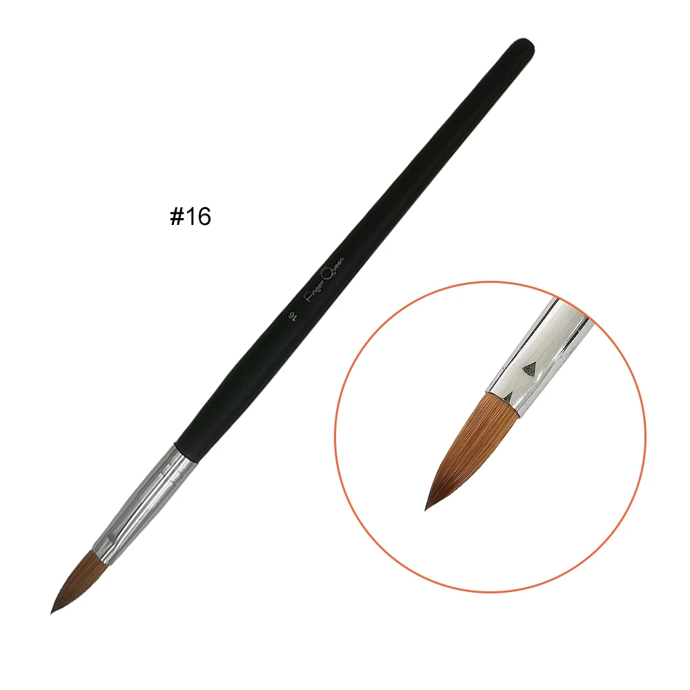 1pcs Kolinsky Manicure Brushes Black Crystal Nail Pencil for Nail Decoration Painting Carving Gel Nail Brush - Цвет: size16