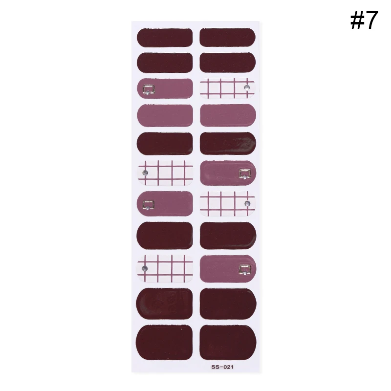1 лист на весь ноготь обертывания смешанные полосы Дизайн Клей переводные наклейки на ногти красочные полное покрытие наклейки для дизайна ногтей украшения - Цвет: 7
