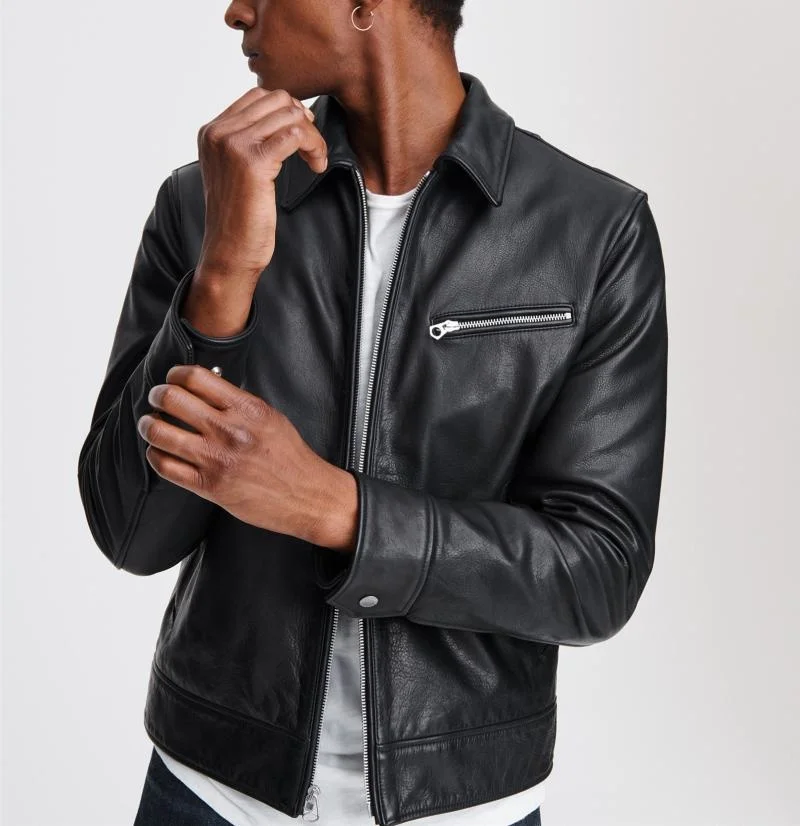 shipping.black YR!Free 1.1mm turkey cowhide jacket.Men genuine coat.quality biker warm slim Us size leather clothes | Мужская одежда