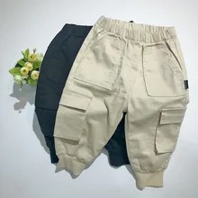 Детский комбинезон на лялямках, новые стильные повседневные Тканые штаны для мальчиков на весну и осень, детский Модный комбинезон на лямках