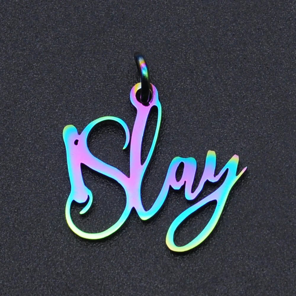5 шт./лот 100% нержавеющая сталь I Slay Word Script Charm подвеска оптовая продажа ювелирные