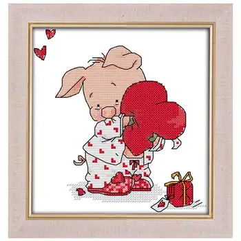 

Love piggy painting counted printed on the canvas 11CT 14CT DIY kits Cross Stitch embroidery needlework Sets handmade