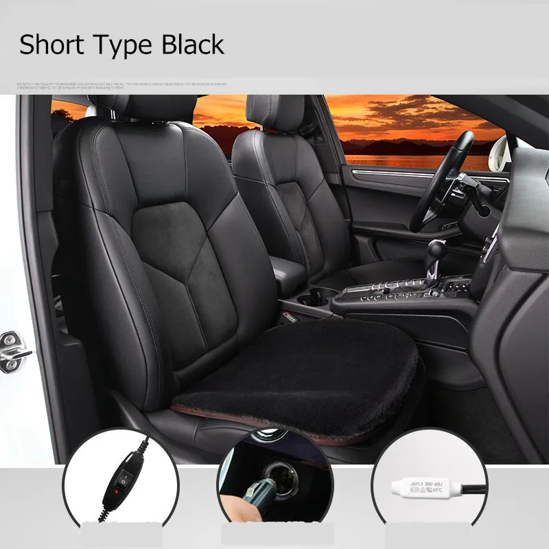 Меховой чехол для автомобильного сиденья, утепленный чехол для автомобильного сиденья, зимний утеплитель, аксессуары для салона автомобиля, подушка, стильные зимние плюшевые накладки - Название цвета: short black