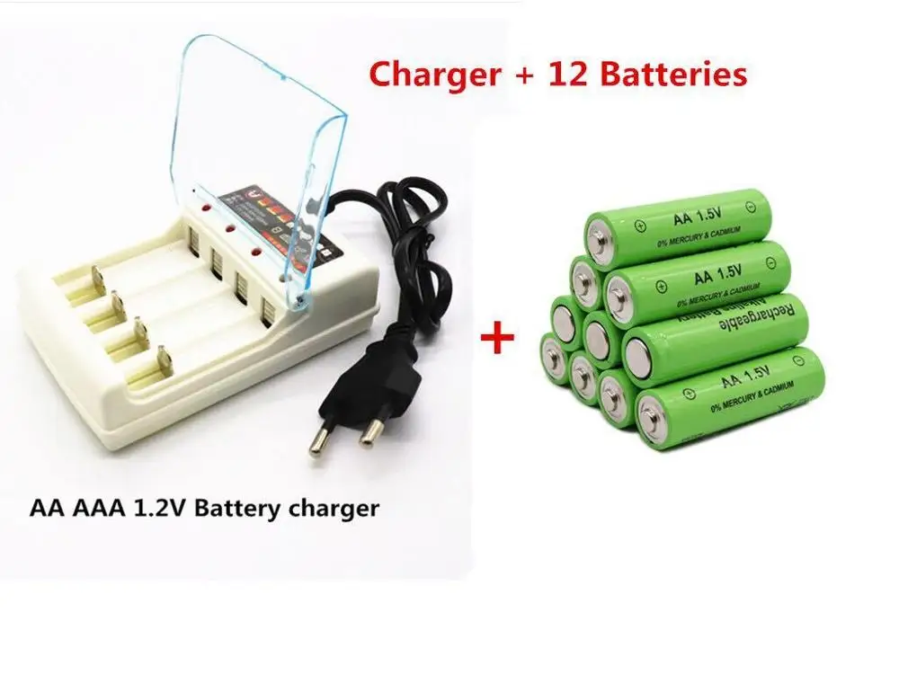 AA батарея 3000 мА/ч, 1,5 V качество АА перезаряжаемая батарея 3000 мАч металл-гидридных или никель 1,5 V аккумуляторная батарея+ 1 шт. 1,2 V зарядное устройство - Цвет: Белый