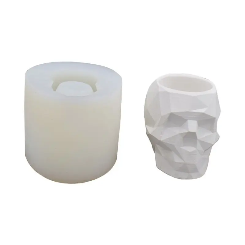 

Modern Resin Skull Shaped Head Design Flower Pot Mold Planter Container Geometric Skull Concrete Pen Holder Resin Molds