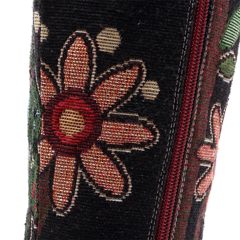 Fashion Patchwork Western Cowboy Boots Women Shoes Bohemian Genuine Leather Shoes Woman Vintage Side Zip Knee High Riding Boots (20)