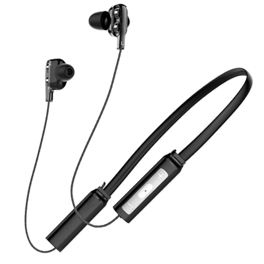 LD4 с двойной движущейся катушкой, беспроводные наушники Bluetooth V4.2, наушники с шейным ободком, тяжелый бас, шумоподавление, музыкальные наушники