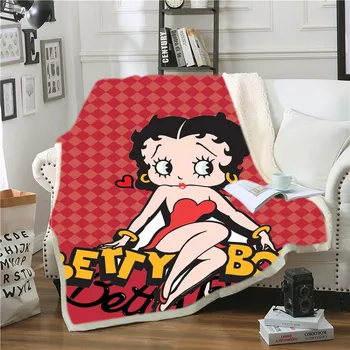 

Haguyy Betty Boop Blanket 3D Printing Sherpa Blanket Bedspread Plush Bed Blanket Home Textiles Sofa Blanket