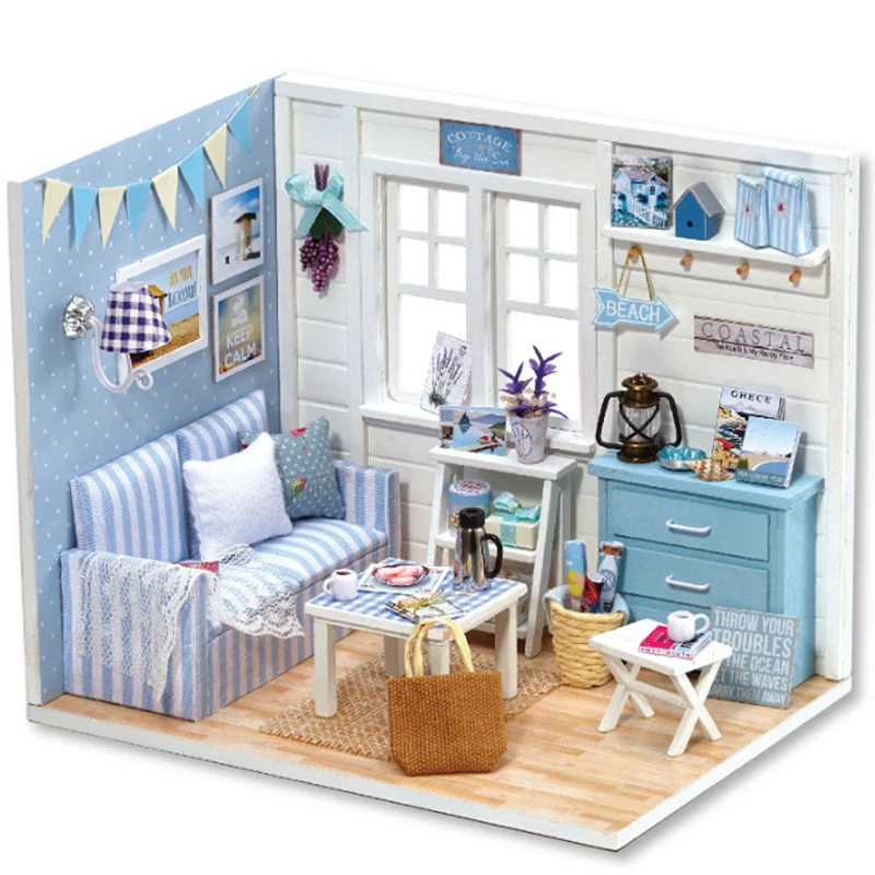 Model 1 Кукольный дом мебель Diy Миниатюрный 3D Деревянный миниатюрный кукольный домик игрушки для детей подарки на день рождения - Цвет: Model 1