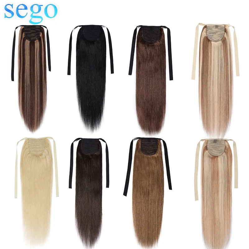 SEGO, 20 дюймов, прямые, чистый и фортепианный цвет, не Реми, конский хвост, волшебное обертывание вокруг заколки, человеческие волосы для наращивания, прически 100 г