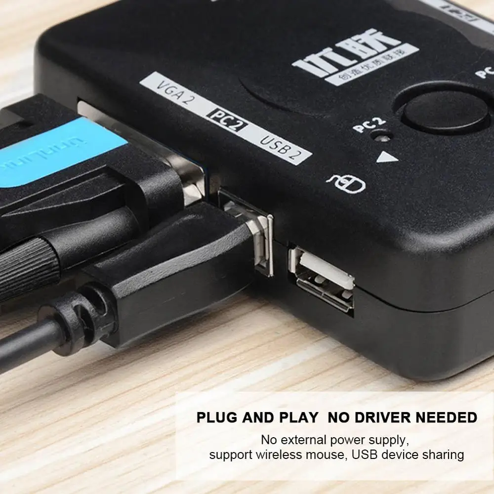 

KVM Switch 2 Port 1080P USB Switch KVM VGA Switcher Splitter Box for Sharing Printer Keyboard Mouse KVM Switch HDMI VGA