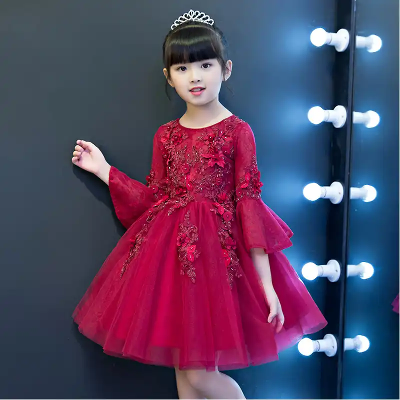 burgundy toddler flower girl dress