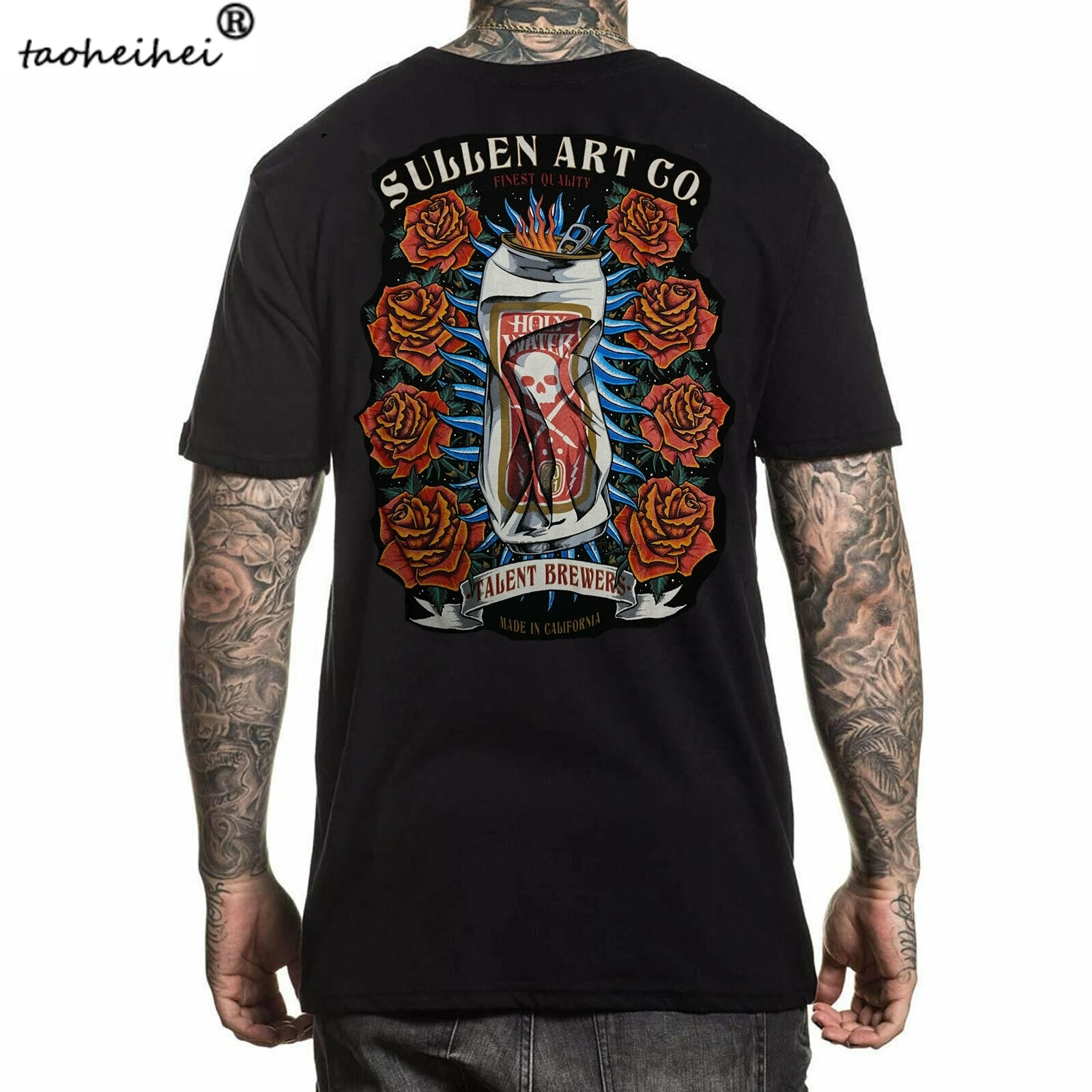 Sullen Men's Holy Water Short Sleeve T Shirt Black Clothing Apparel Tattooed | Женская одежда