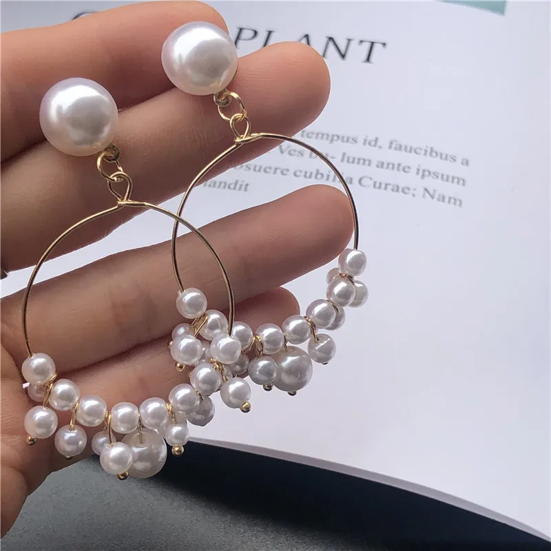 

New Female Flower Long Pearl Tassel Dangle Drop Earrings Jewelry Fashion Woman Earrings 2019 Fine Jewelry Accessories Earrings